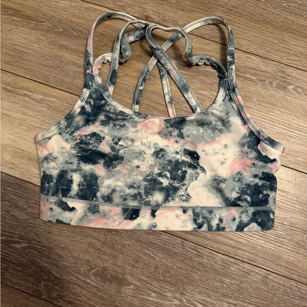 GAIAM Blue and Pink Sports Bra with Strappy Back